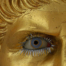 vergoldetes Bronzeportrait des Nero, römisch